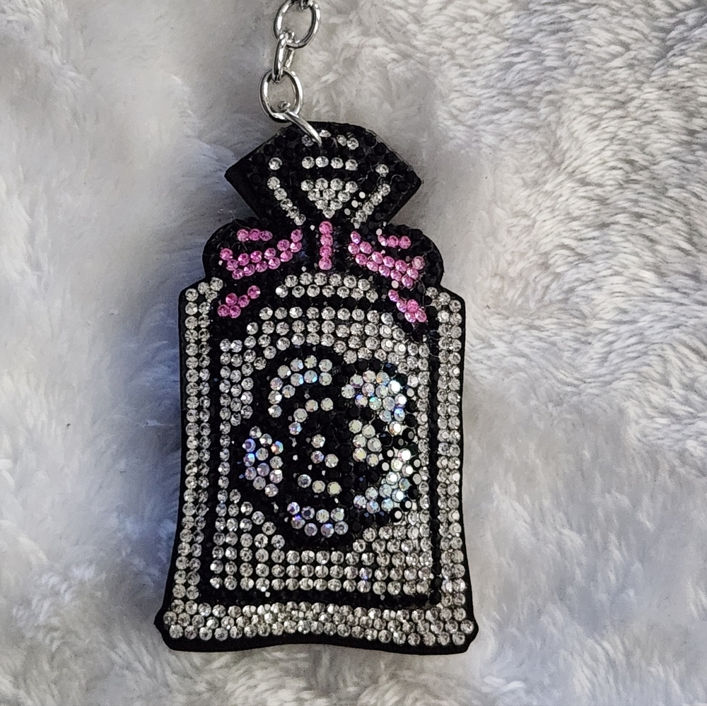 Rhinestone Perfume Bottle Keychain Bag Charm - Picture 2 of 3